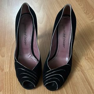 JEAN MICHEL CAZABAT BLACK SUEDE PEEP PUMPS 40